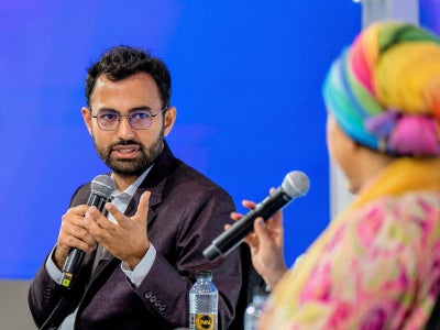 Sagar Aryal speaking on a panel